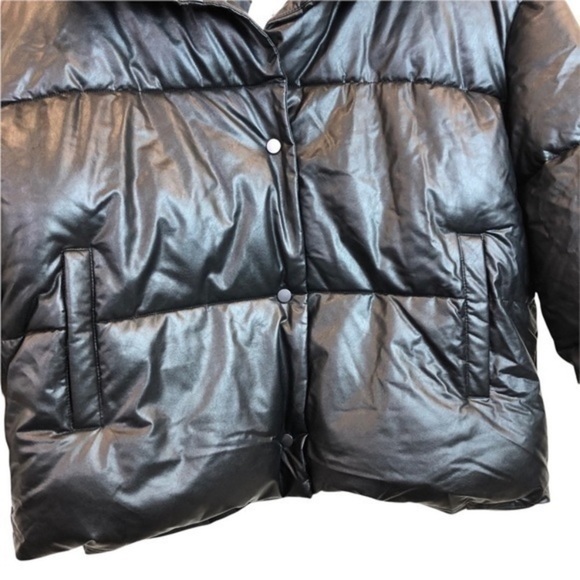 Vigoss Black Faux Leather Puffer Jacket - Picture 9 of 13